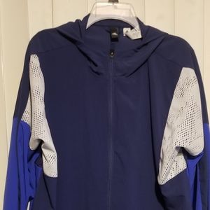 NWOT Adidas Hooded Blue White Jacket XL